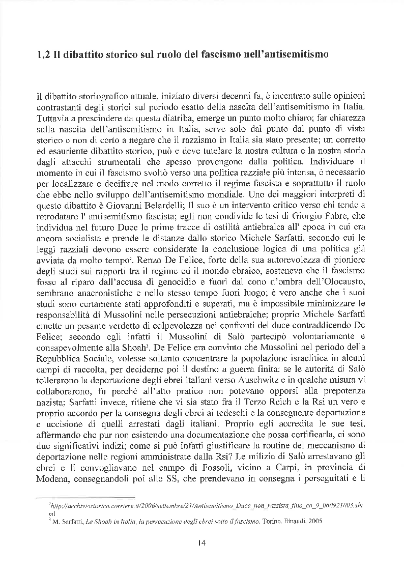 Estratto dalla tesi: La questione ebraica e le leggi razziali nel dibattito pubblico italiano degli ultimi trent'anni