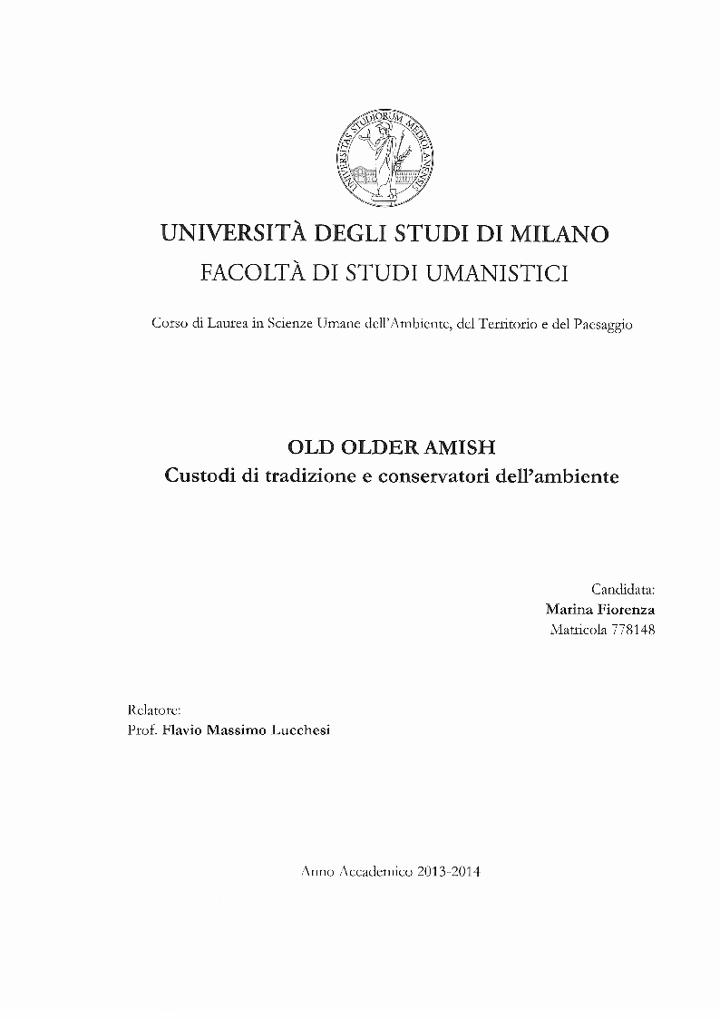 Universita Degli Studi Di Milano Facolta Di Studi Umanistici Corso Di Laurea In Scienze Umane Dell Ambiente Tesionline