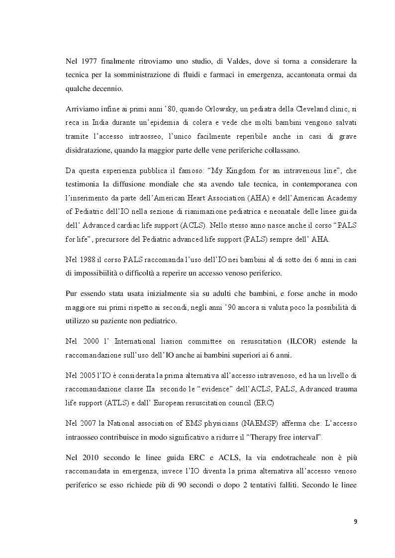 Estratto dalla tesi: L'accesso intraosseo (IO) in area critica: un device efficace ed efficiente nel soccorso infermieristico