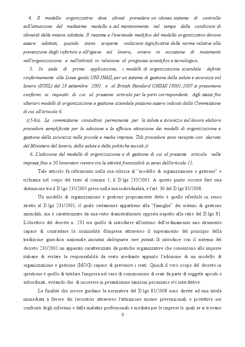 Estratto dalla tesi: L'asseverazione di un SGSL nelle pmi tra semplificazione e risparmio