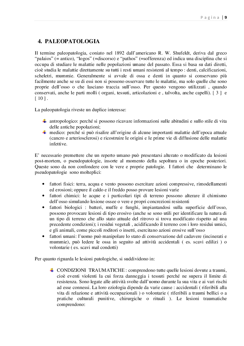 Estratto dalla tesi: Indicatori di paleopatologia in un campione scheletrico di Serramanna