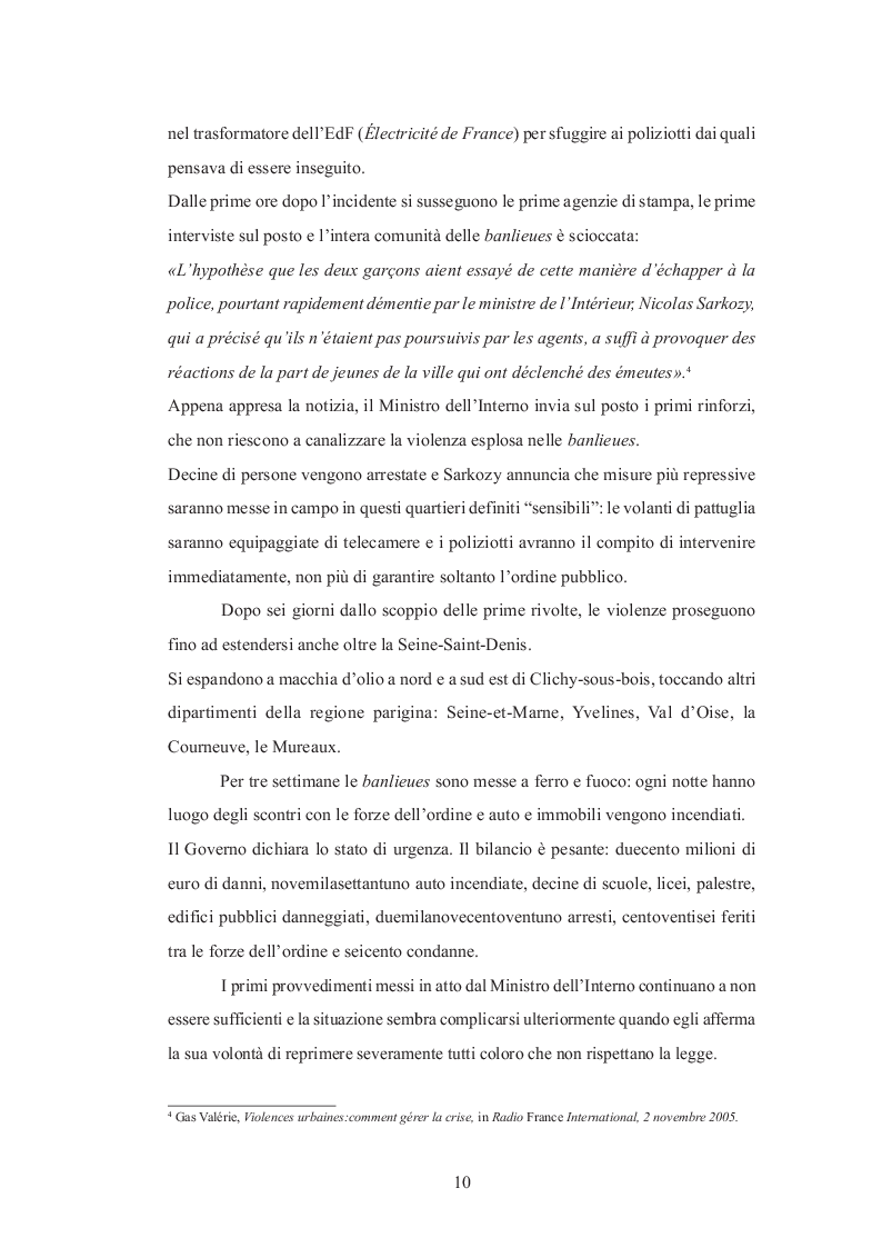 Estratto dalla tesi: La banlieue parigina in rivolta nel racconto dei media francesi.