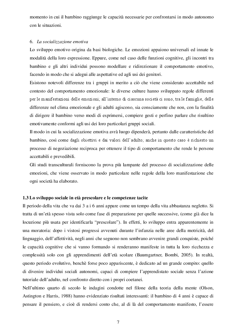 Estratto dalla tesi: Sviluppo Sociale ed affettivo del Bambino.
