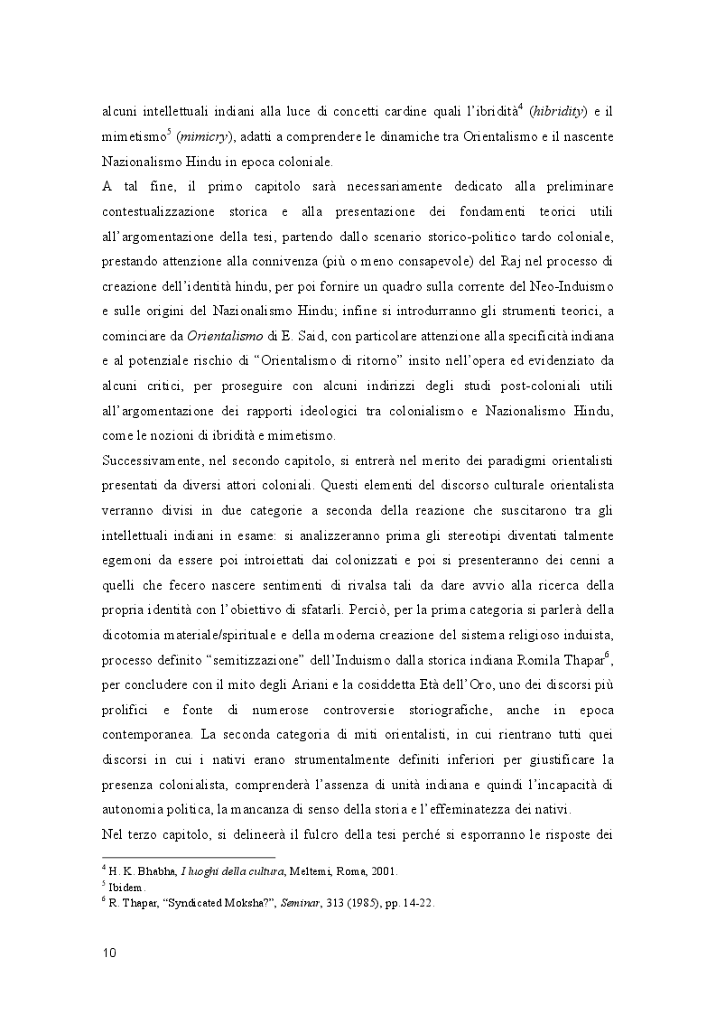 Anteprima della tesi: L'introiezione dell'Orientalismo: il Nazionalismo Hindu tra ricerca dell'identità e colonialismo , Pagina 7