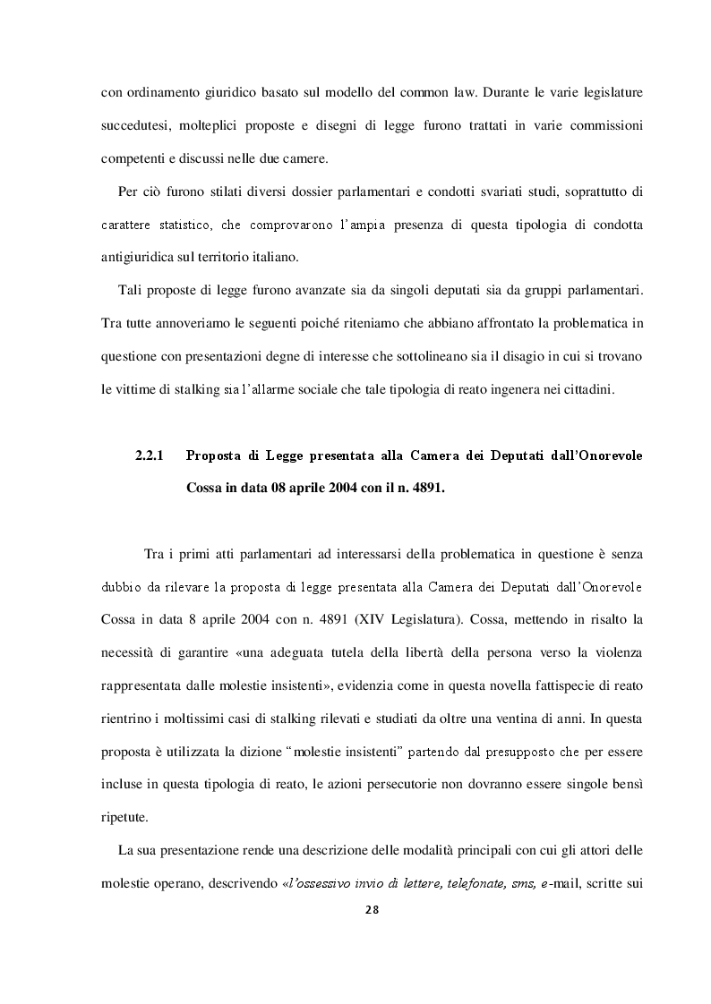 Estratto dalla tesi: Il reato di atti persecutori. Genesi e sviluppo della Legge contro lo Stalking