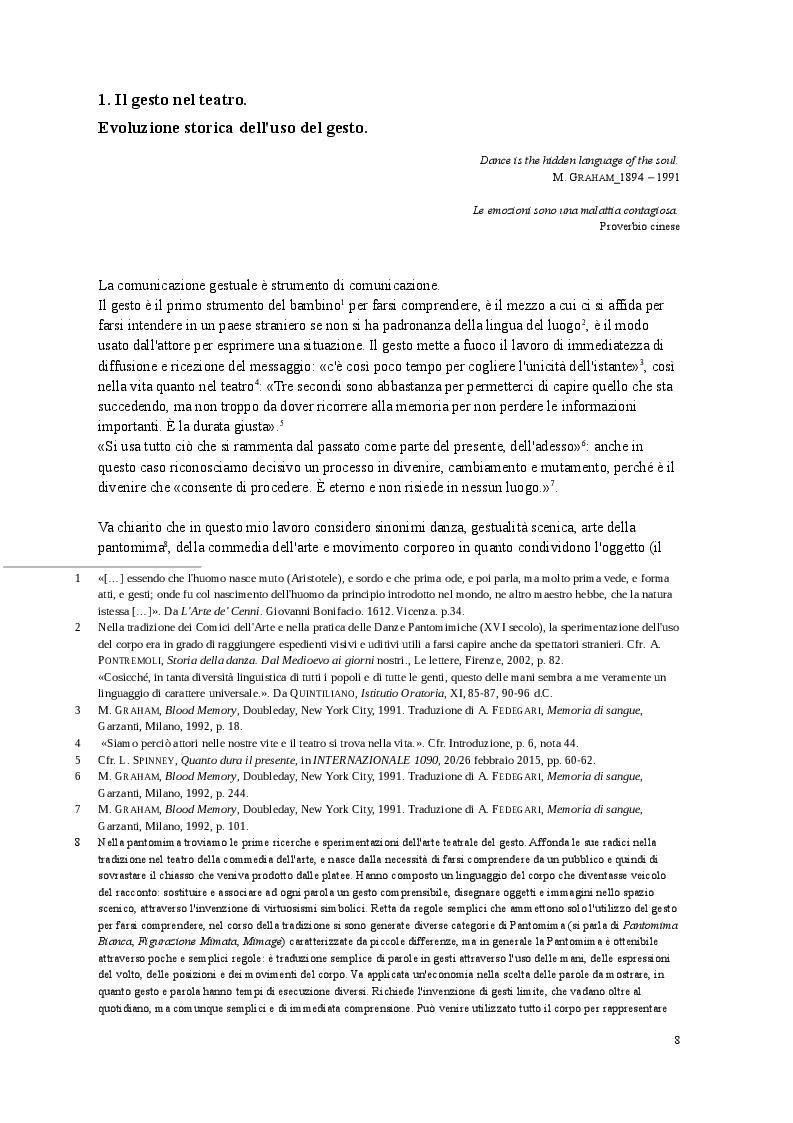 Estratto dalla tesi: Il gesto come espressione d'affetti. Studio e sviluppo del gesto e del movimento dal teatro barocco ad oggi.