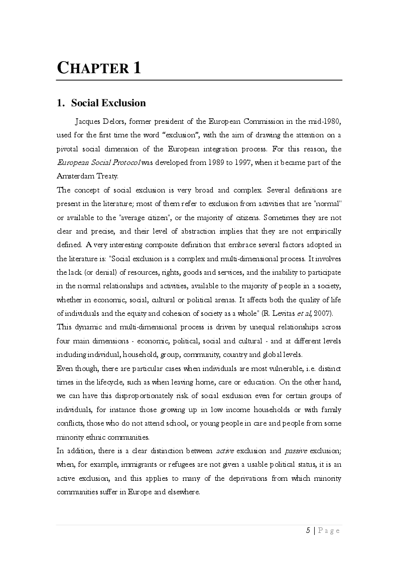 Estratto dalla tesi: The Multidimensional Aspects of Social Exclusion and Ethnicity in the United Kingdom