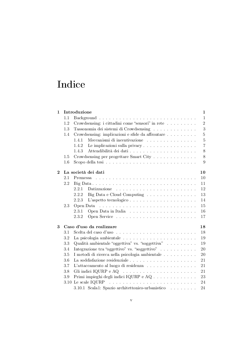 Indice della tesi: Crowdsensing di parametri percettivi, Pagina 1