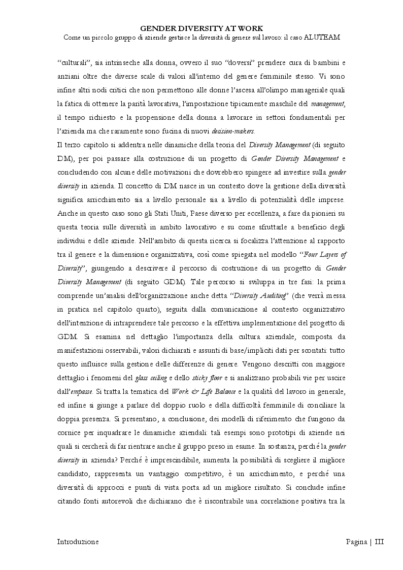 Estratto dalla tesi: Gender Diversity at Work