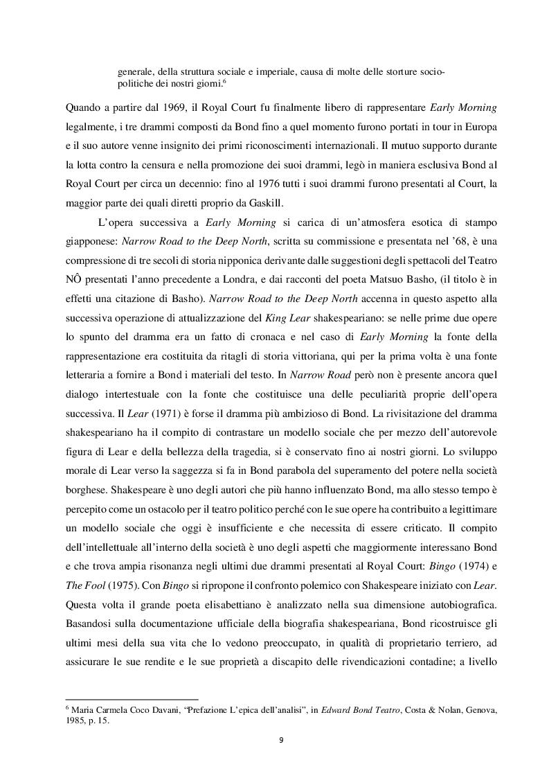 Estratto dalla tesi: Oltre Shakespeare: il Lear di Edward Bond