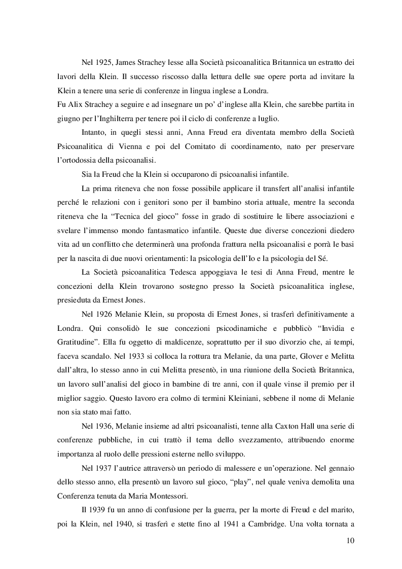 Estratto dalla tesi: Melanie Klein: lo studio del bambino e la ''Tecnica del gioco'' come strumento terapeutico. Teorie e metodi a confronto.