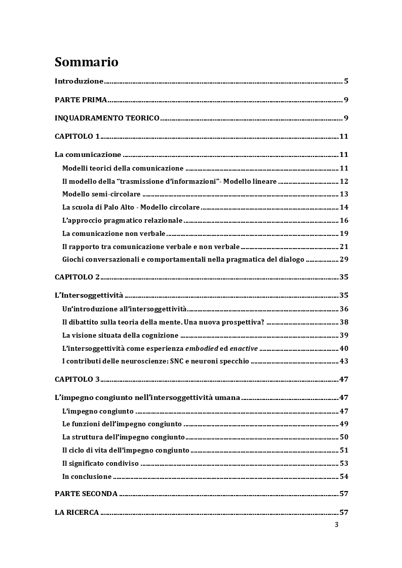 Indice della tesi: LA NEGOZIAZIONE INTERSOGGETTIVA DI UN IMPEGNO CONGIUNTO: un’analisi della concordanza tra comunicazione verbale e non-verbale. , Pagina 1