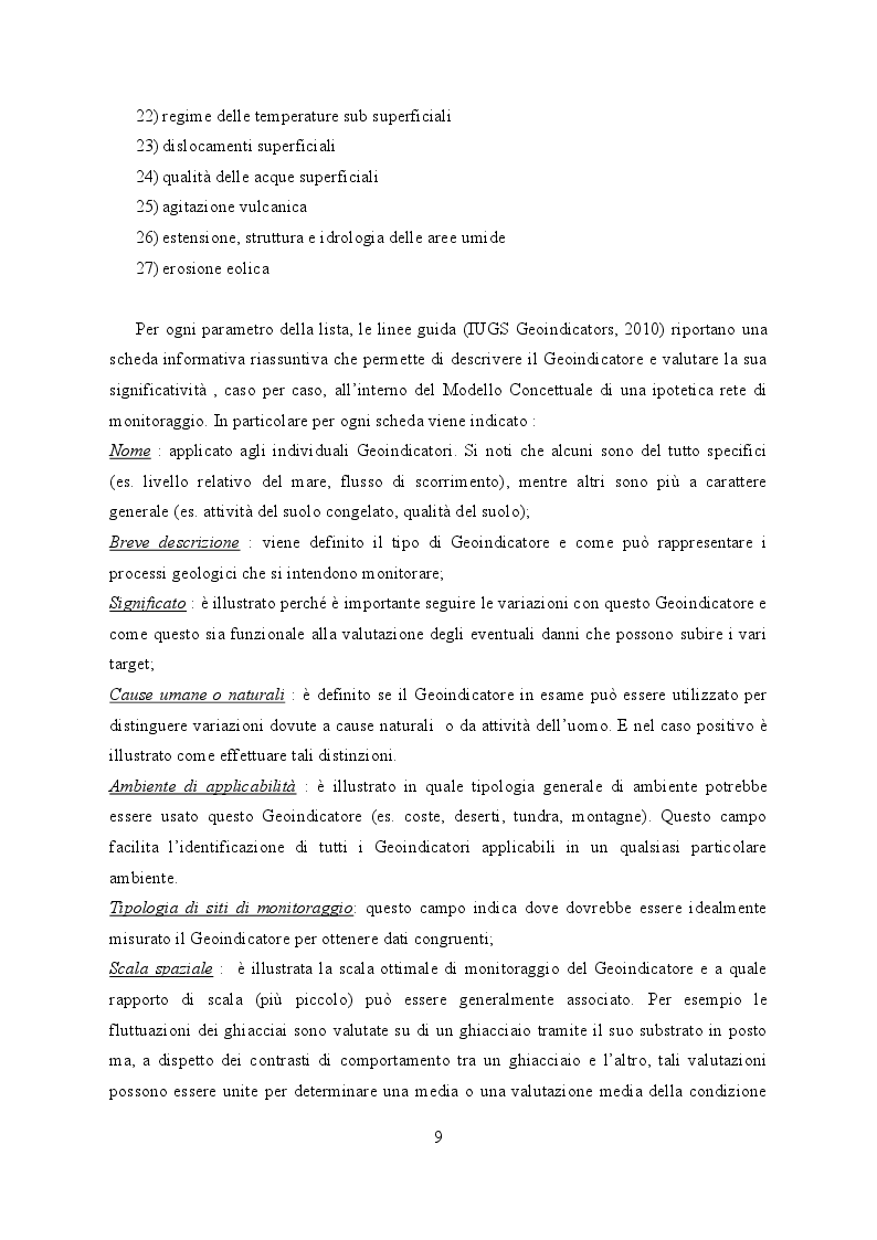 Estratto dalla tesi: Studio e progettazione di una rete di Geoindicatori per il monitoraggio ambientale del territorio provinciale savonese