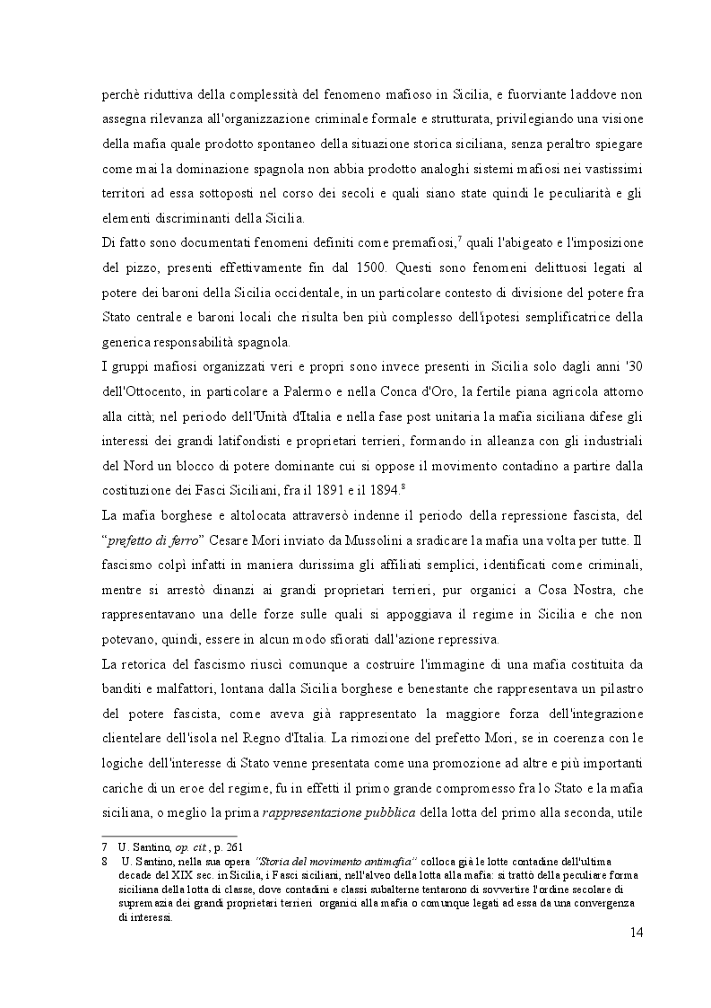 Estratto dalla tesi: Diffusione e insediamento delle mafie italiane in Europa fra fine XX e inizio XXI secolo