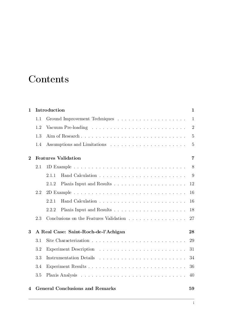 Indice della tesi: Modeling Vacuum Cconsolidation with Finite Elements, Pagina 1