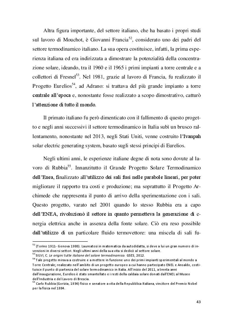 Estratto dalla tesi: Lo sviluppo del solare termodinamico. Caso di studio: ISEGS