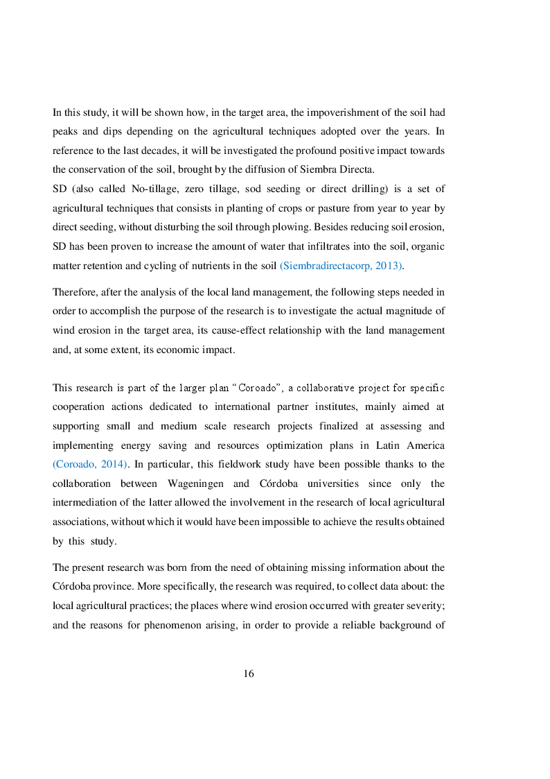 Estratto dalla tesi: Agricultural land management and wind erosion in the province of Córdoba, Argentina.