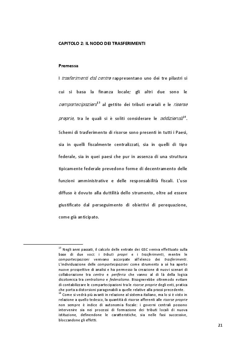 Estratto dalla tesi: Questioni sul Federalismo Fiscale in Italia e nei Paesi OECD
