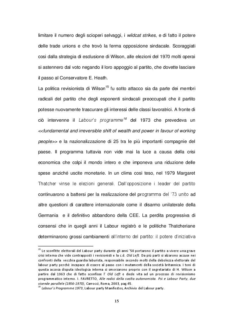 Estratto dalla tesi: 1992-1997 Labour Party & Trade Unions: i cambiamenti di un rapporto che dura da più di un secolo.