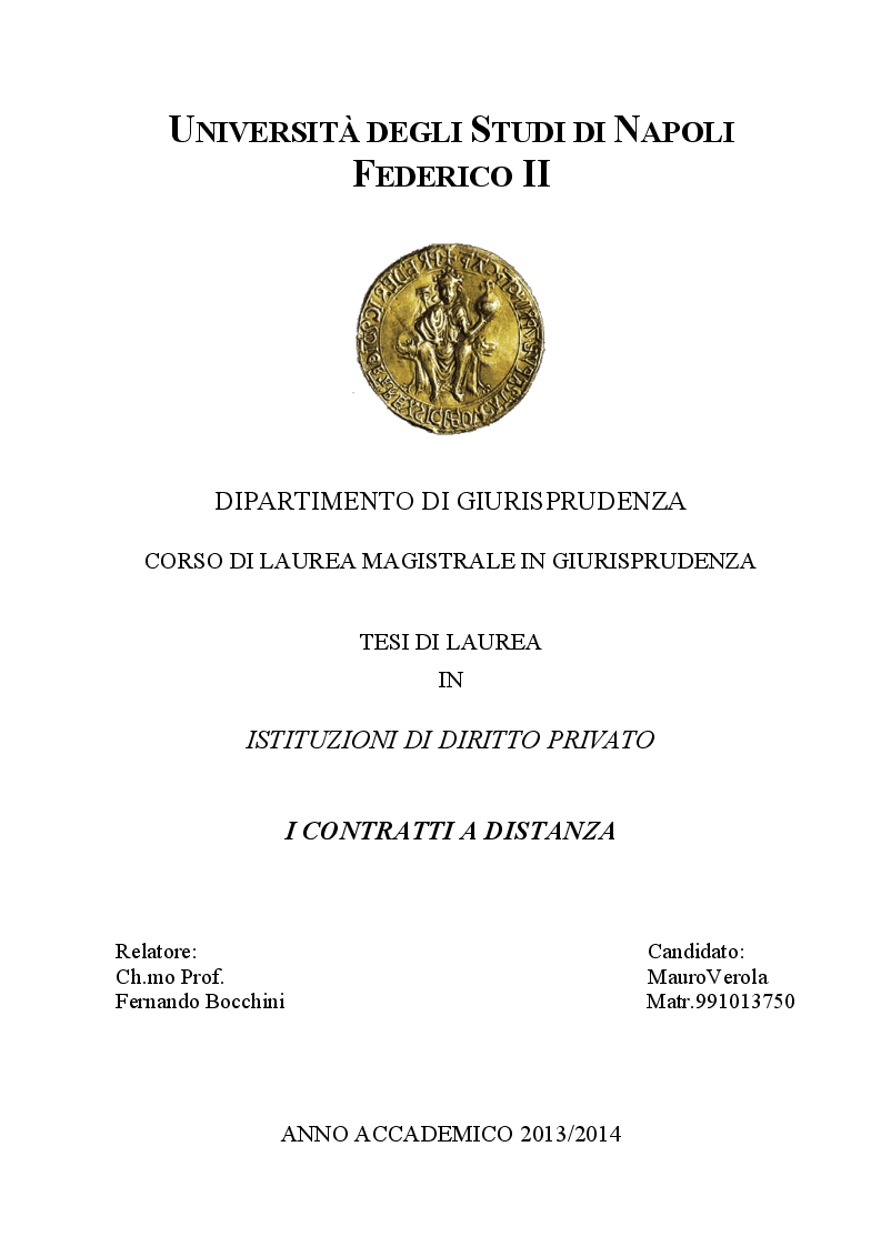 Anteprima della tesi: I contratti a distanza, Pagina 1