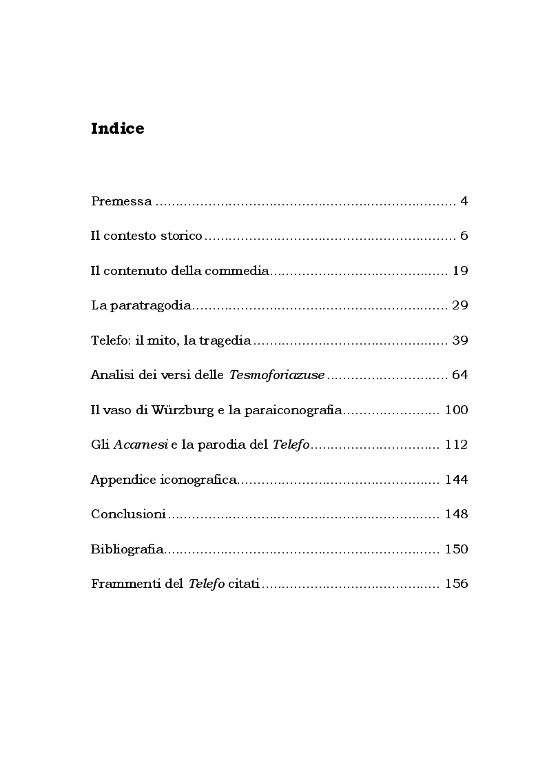 Indice della tesi: La paratragodia del Telefo di Euripide in Aristofane, Pagina 1