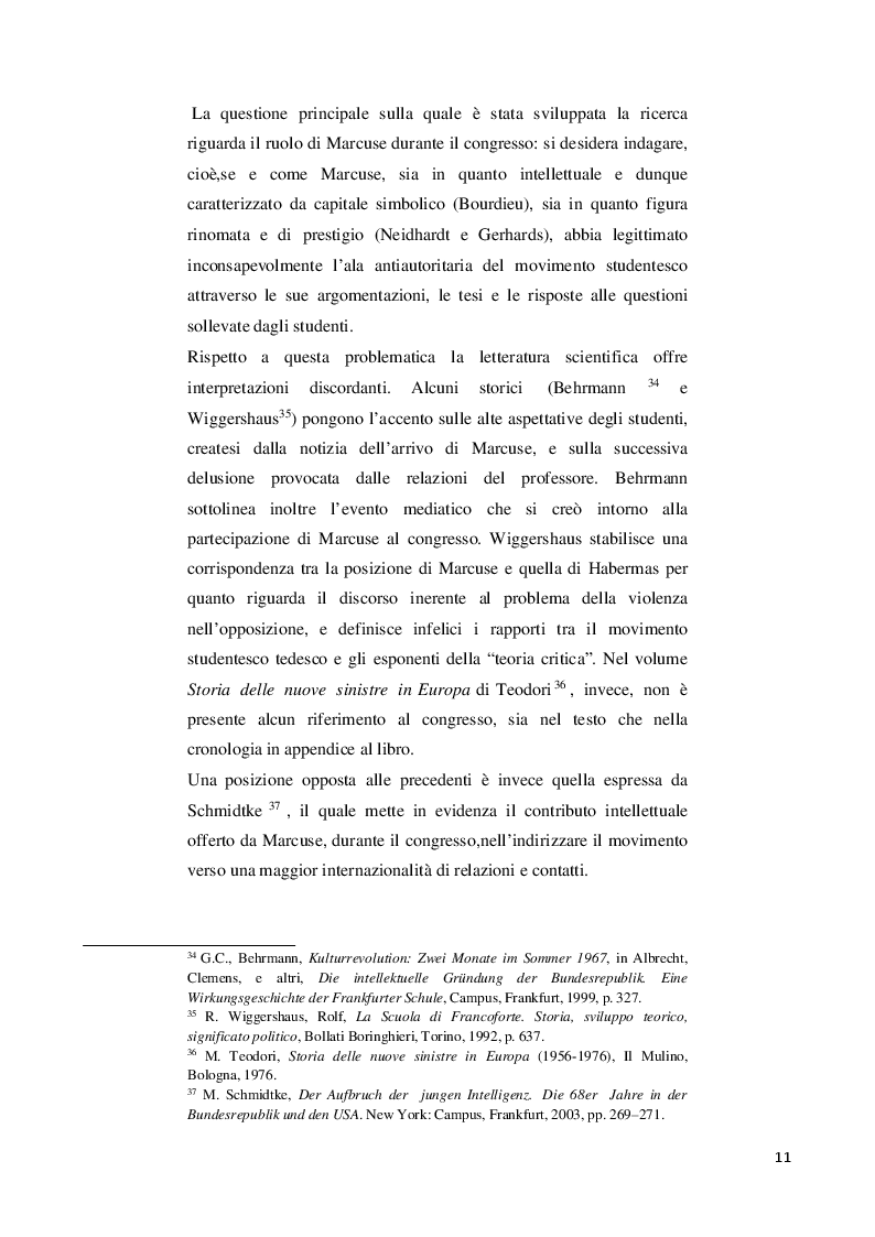 Estratto dalla tesi: Herbert Marcuse e il congresso della SDS ''La fine dell'utopia'' (Berlino ovest, luglio 1967)