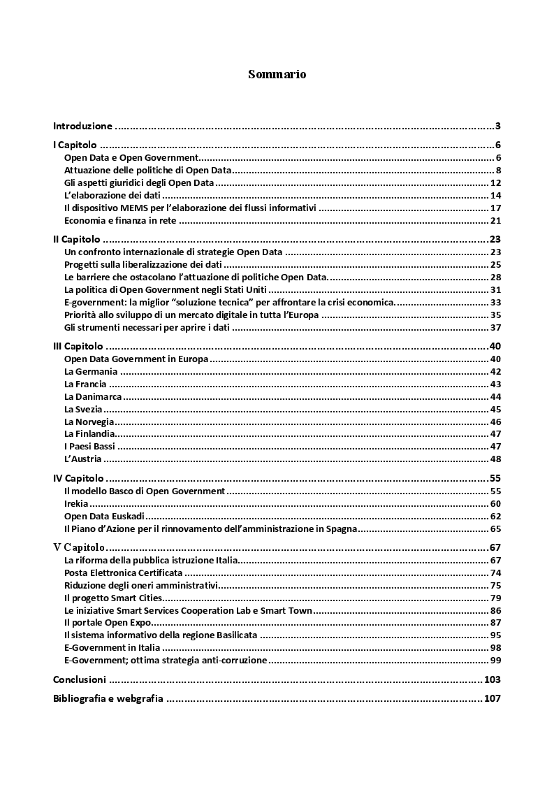 Indice della tesi: Dagli Open Data ai dati rilevanti, Pagina 1