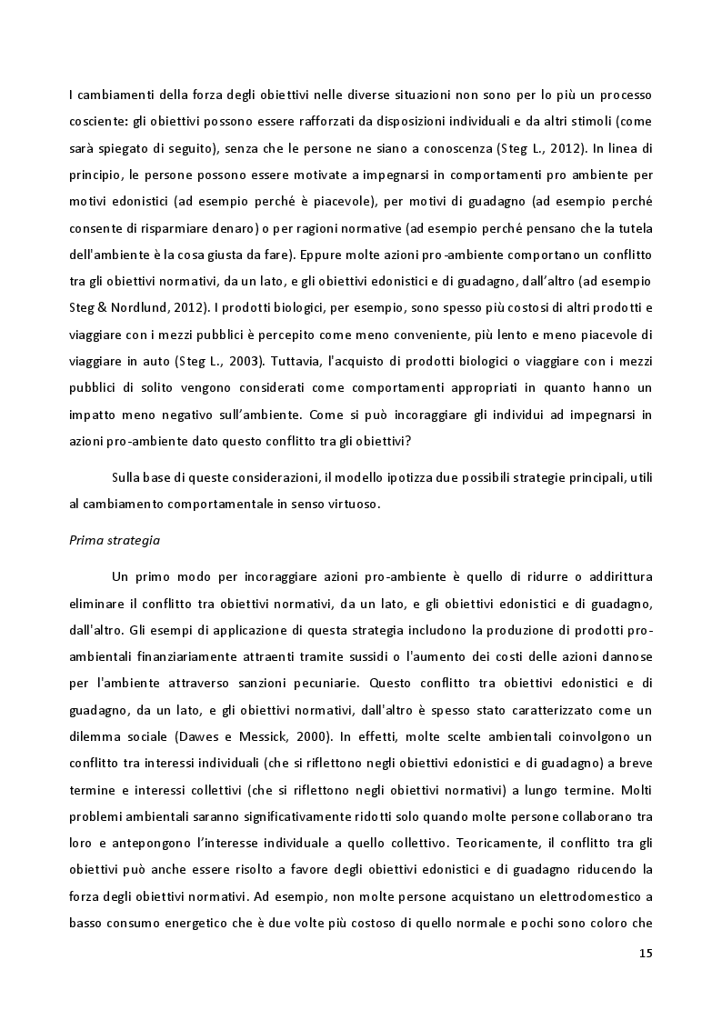 Estratto dalla tesi: Comportamento ambientalista e identificazione con il luogo di lavoro