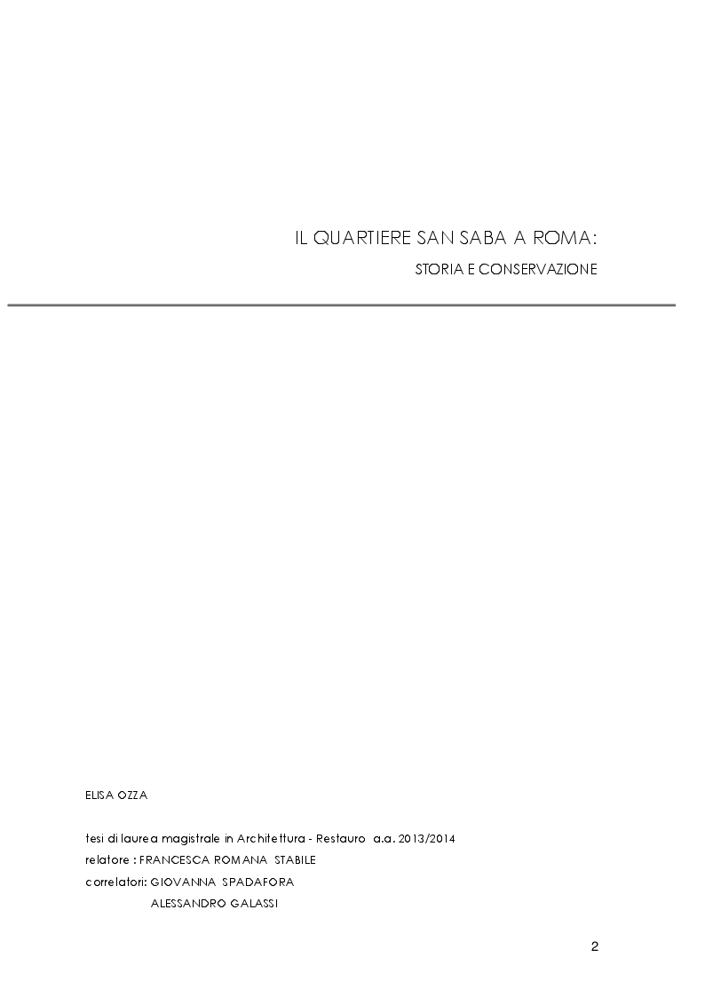 Anteprima della tesi: Il quartiere di San Saba a Roma: storia e conservazione, Pagina 1