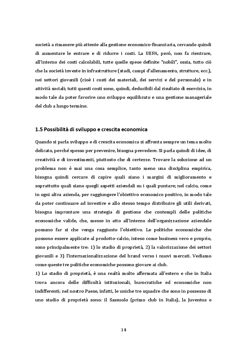 Estratto dalla tesi: La crisi economica del calcio. Modelli organizzativi e politiche di gestione dei settori giovanili