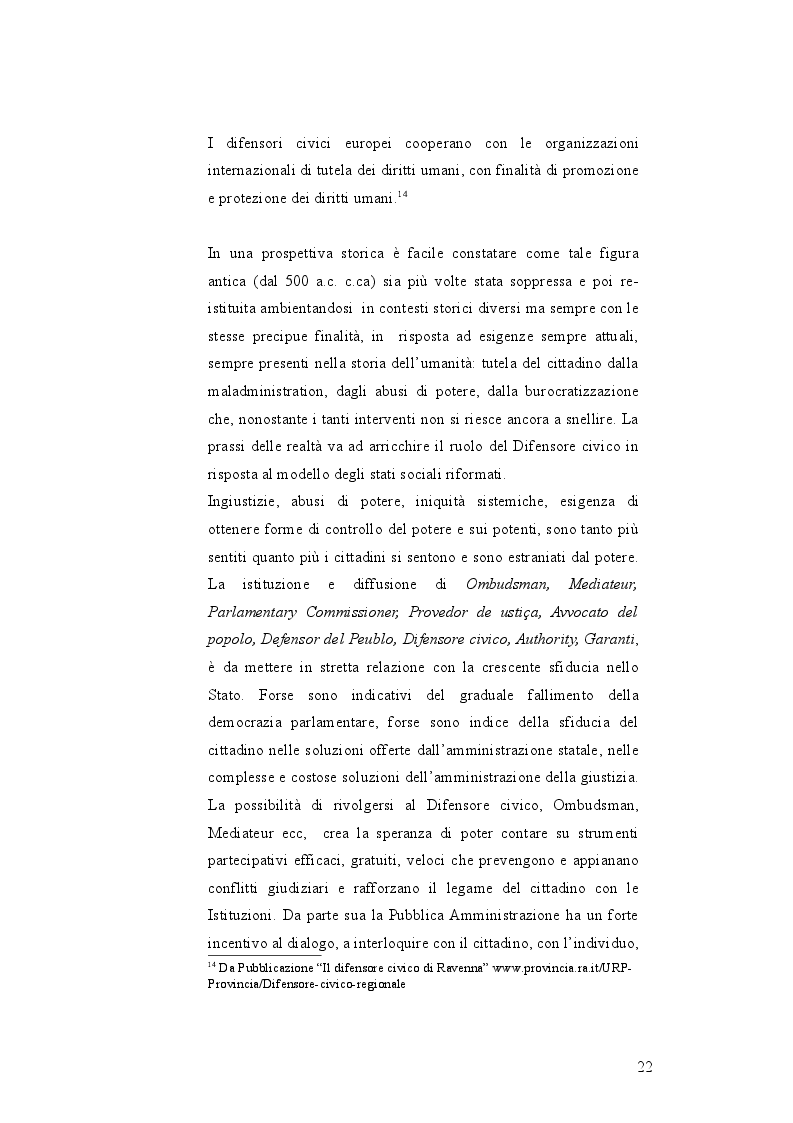 Estratto dalla tesi: Il Difensore civico oggi