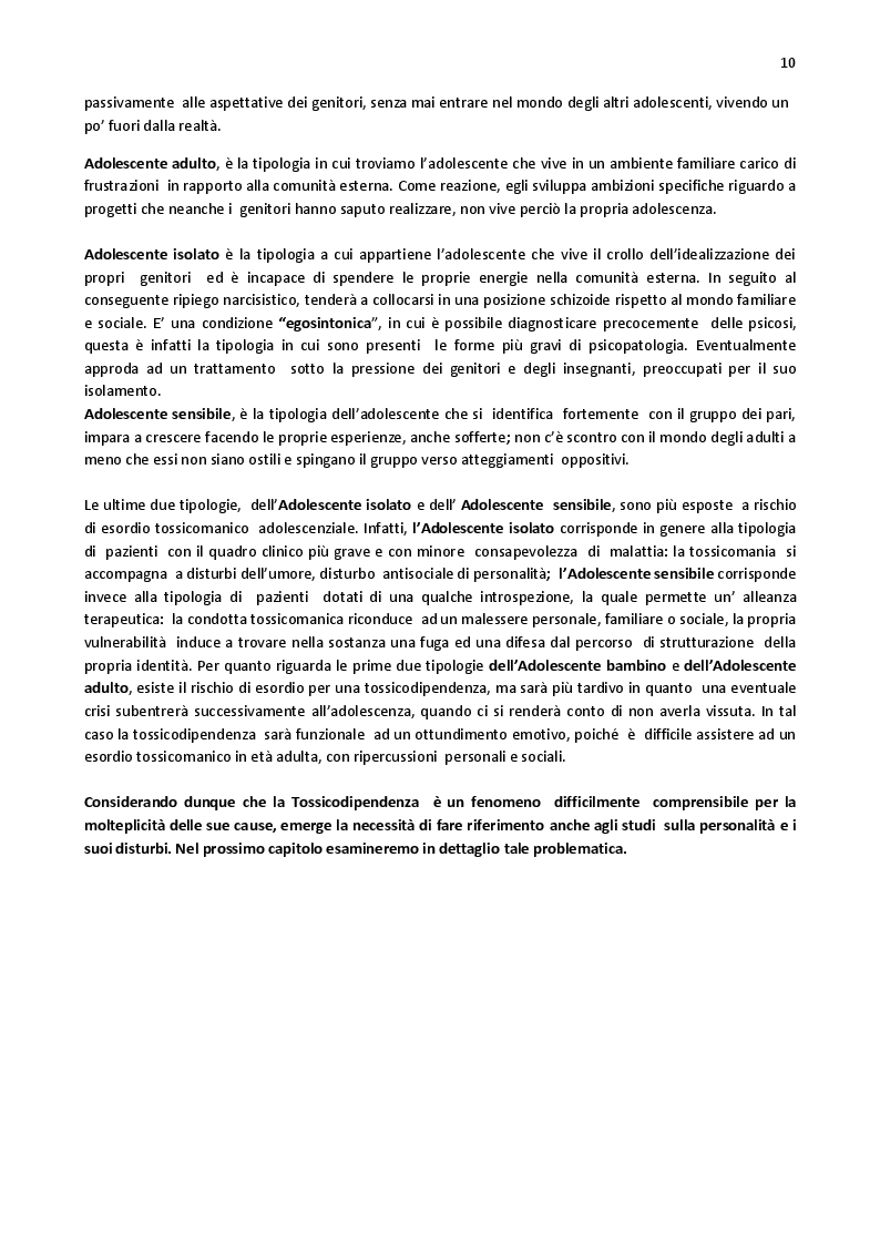 Estratto dalla tesi: Tossicodipendenza e disturbi di personalità. Comorbilità e nuovi orientamenti terapeutici