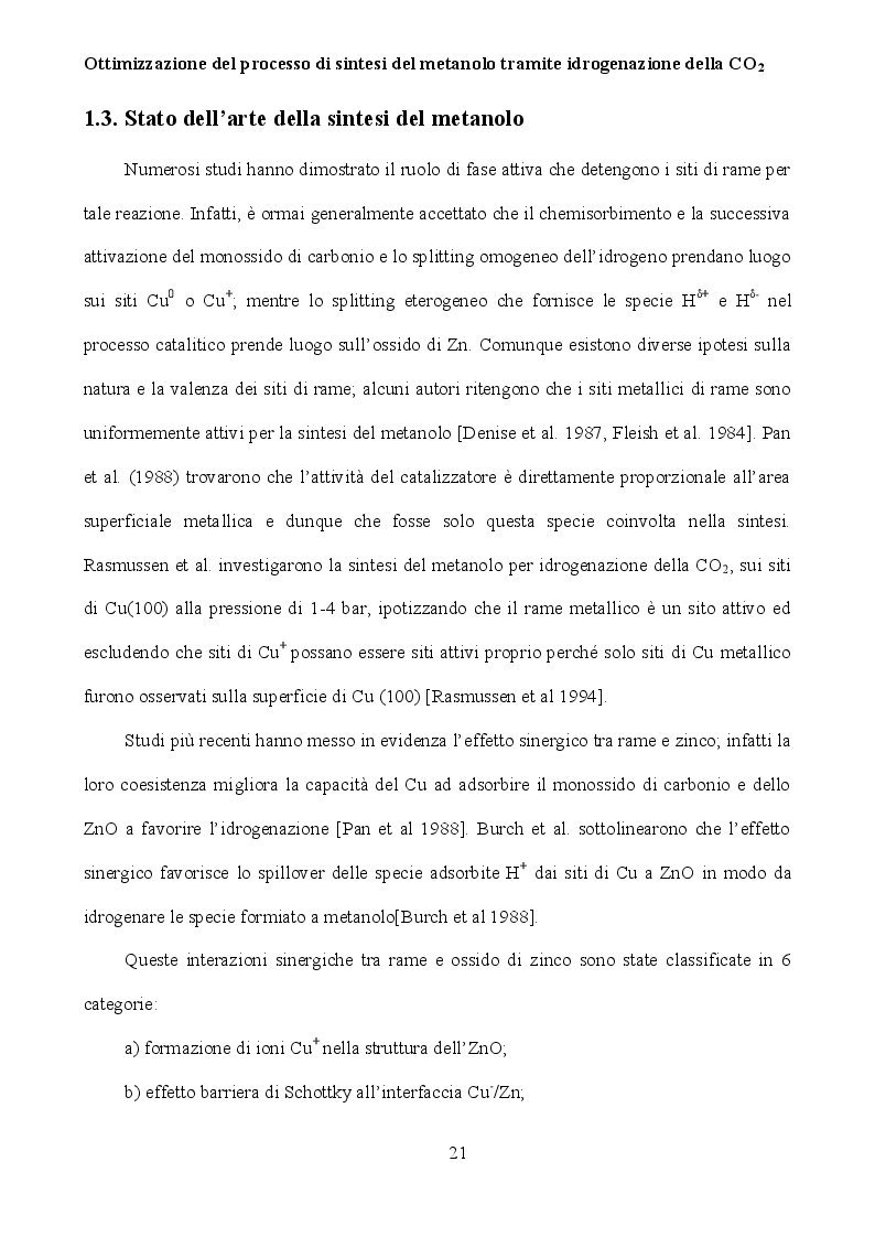 Estratto dalla tesi: Ottimizzazione del processo di sintesi del metanolo tramite idrogenazione della CO2