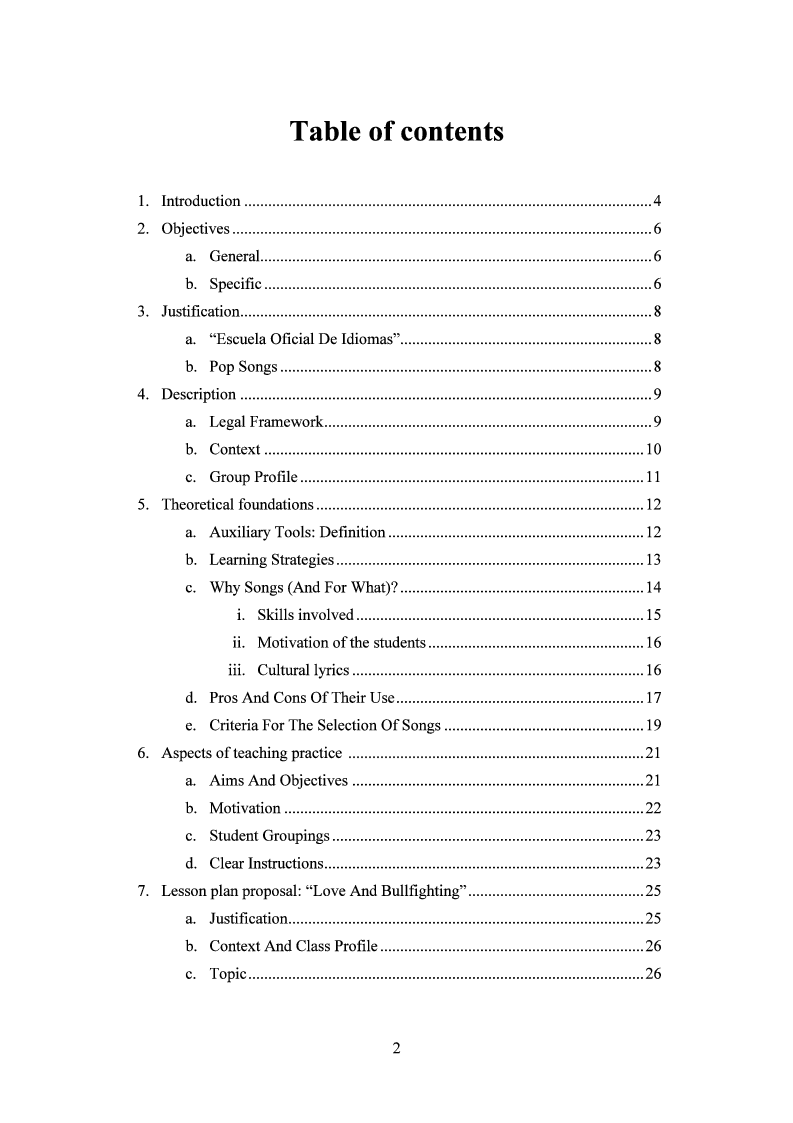 Indice della tesi: Auxiliary tools in English teaching: ''pop'' songs, Pagina 1