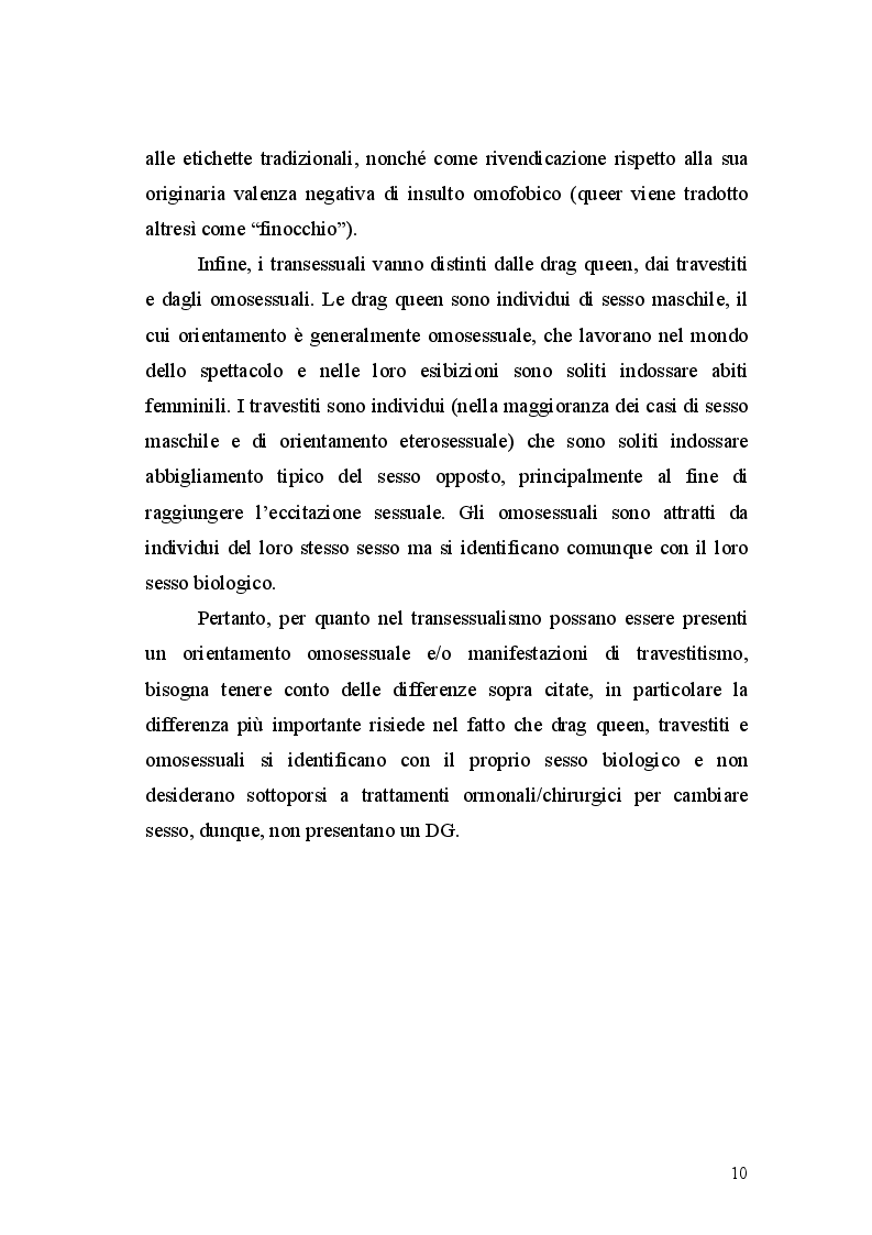Estratto dalla tesi: Correlati psiconeuroendocrinologici della Disforia di Genere