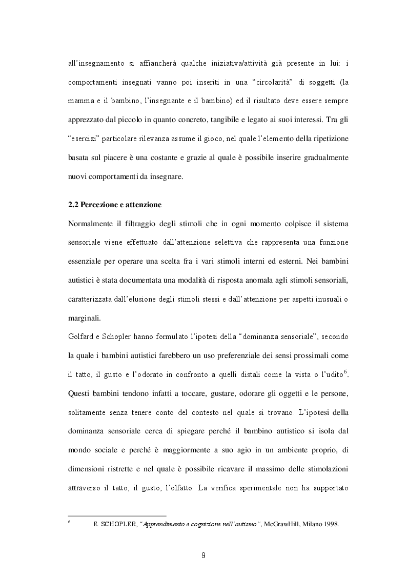 Estratto dalla tesi: L'autismo infantile