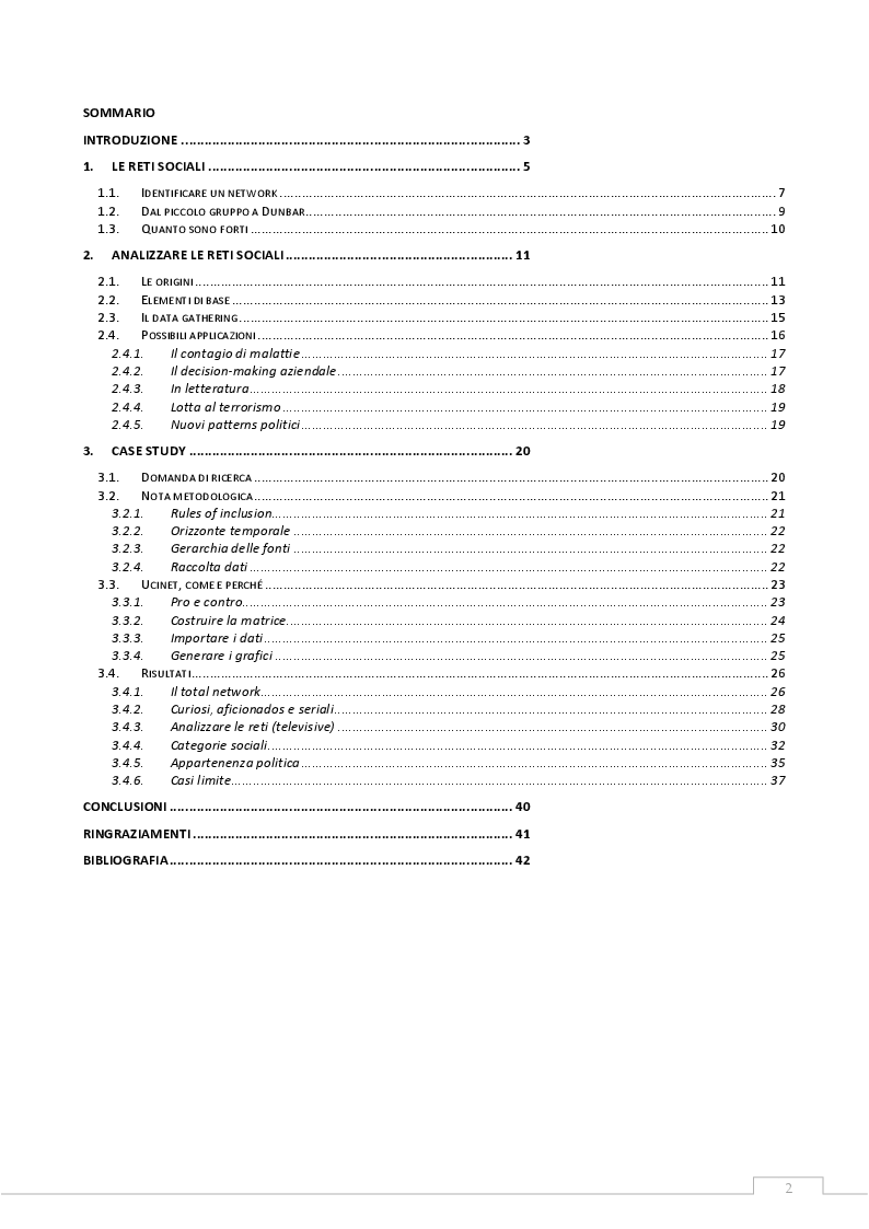 Indice della tesi: Talk show politici: una social network analysis dei partecipanti, Pagina 1