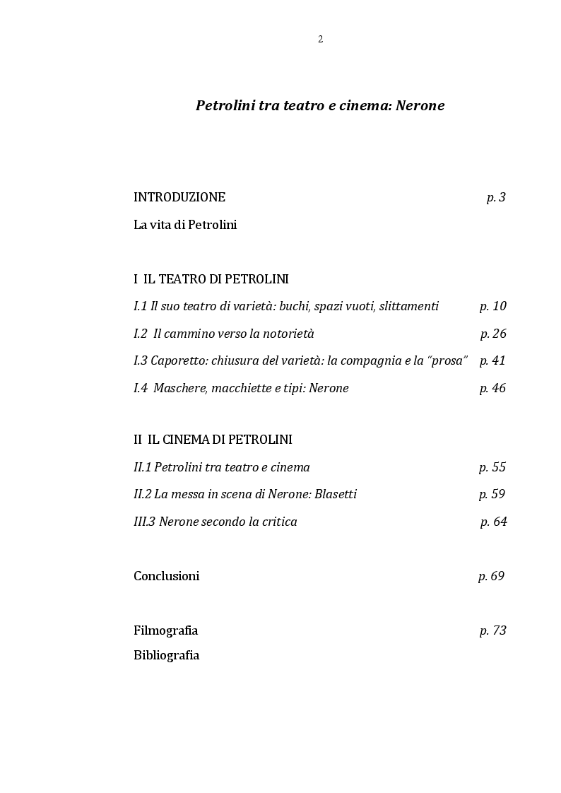 Indice della tesi: Ettore Petrolini tra teatro e cinema: Nerone, Pagina 1