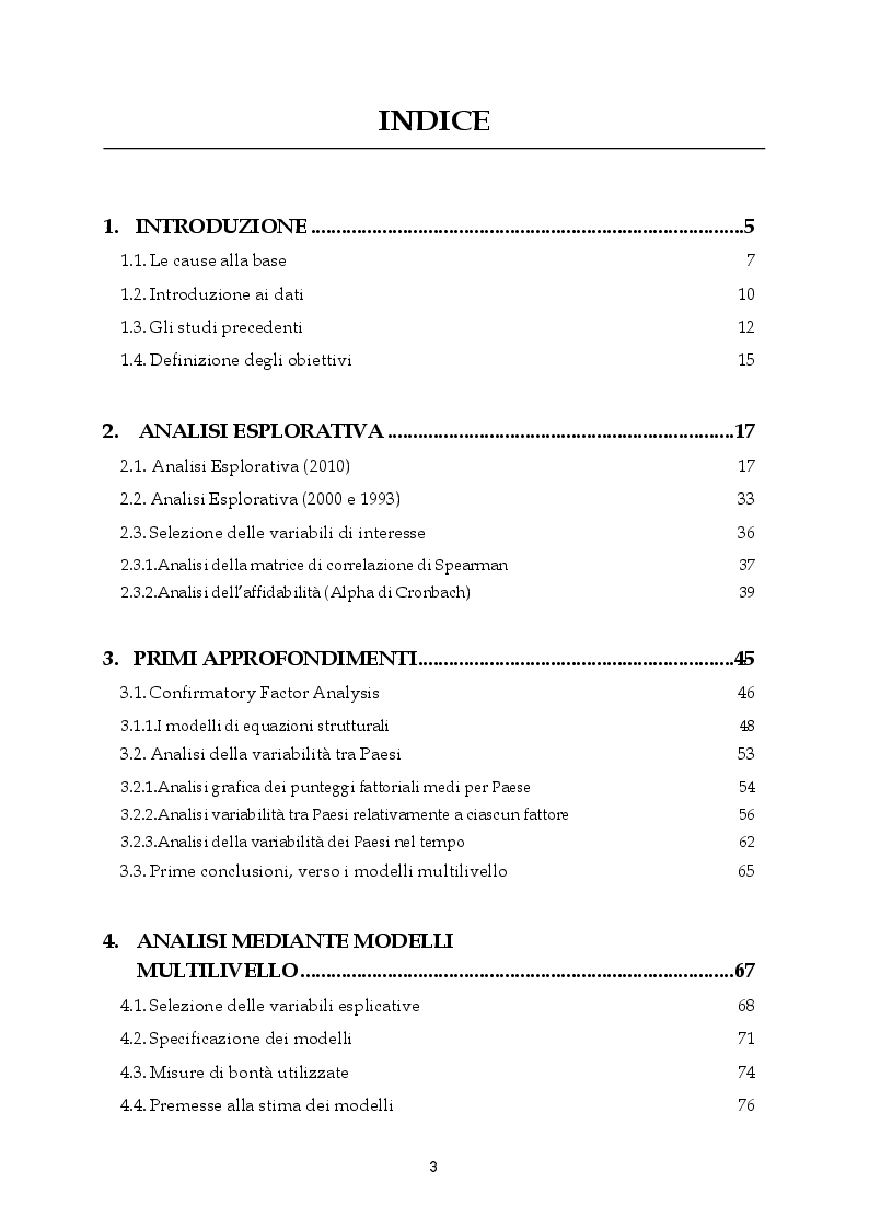 Indice della tesi: La Relazione tra uomo e ambiente. Analisi della sua evoluzione nel tempo mediante un approccio multilivello, Pagina 1