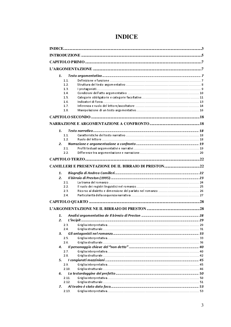 Indice della tesi: L'Argomentazione ne ''Il birraio di Preston'', Pagina 1