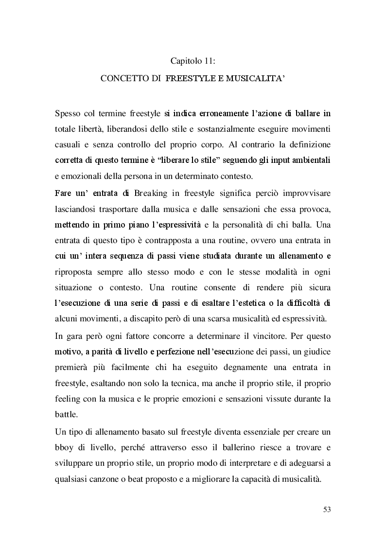 Estratto dalla tesi: Metodologia generale dell'insegnamento della Breakdance