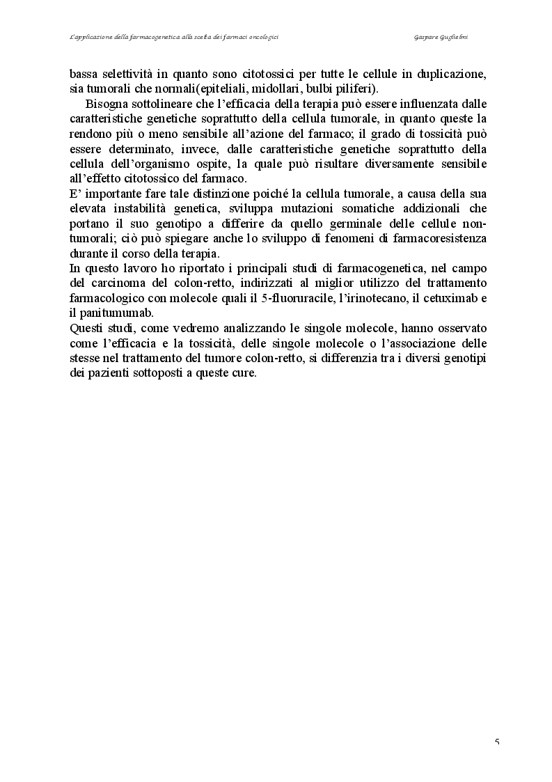 Anteprima della tesi: L’applicazione della farmacogenetica alla scelta dei farmaci oncologici, Pagina 4