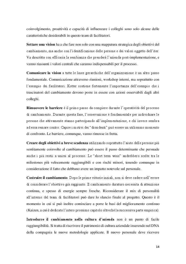 Estratto dalla tesi: Il metodo Kaizen come driver per il cambiamento aziendale