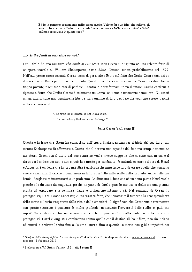 Estratto dalla tesi: ''Don't judge a book by its film'': il caso The Fault In Our Stars