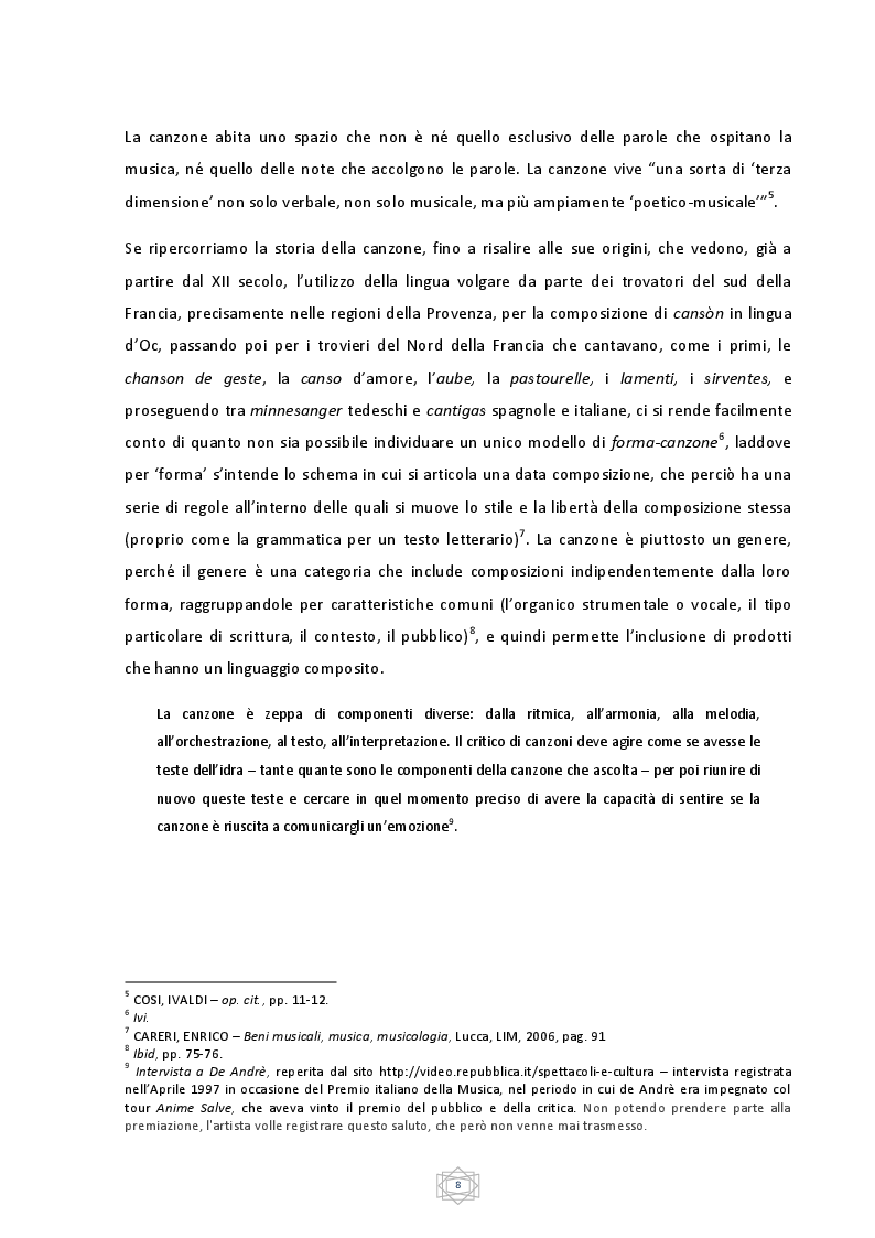 Estratto dalla tesi: La Buona Novella. La canzone d'autore tra fede e anarchia
