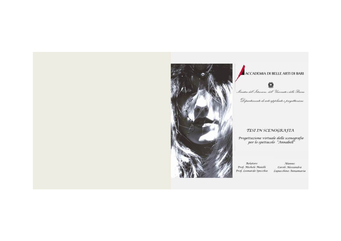Anteprima della tesi: Progettazione virtuale delle scenografie per lo spettacolo inedito "Annabell", Pagina 1