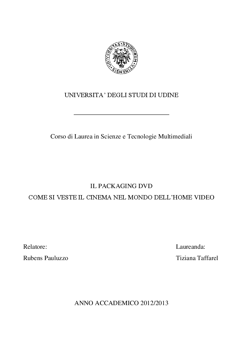 Anteprima della tesi: Il packaging DVD - Come si veste il cinema nel mondo dell'home video, Pagina 1