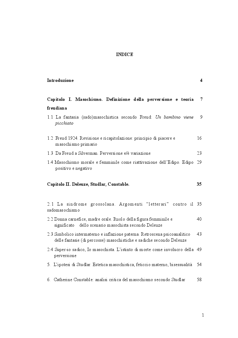 Indice della tesi: Forme del masochismo dal melodramma all'action film, Pagina 1