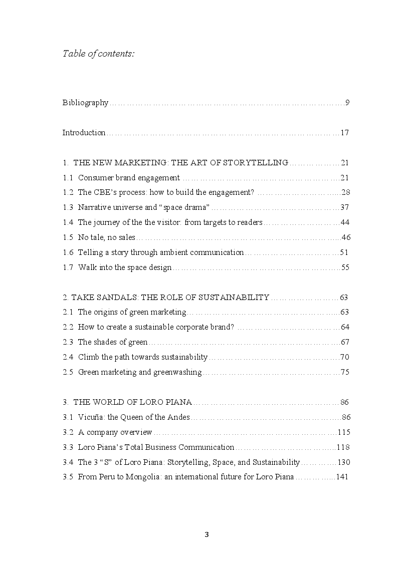 Indice della tesi: Storytelling as competitive advantage: the sustainable space in fashion., Pagina 1