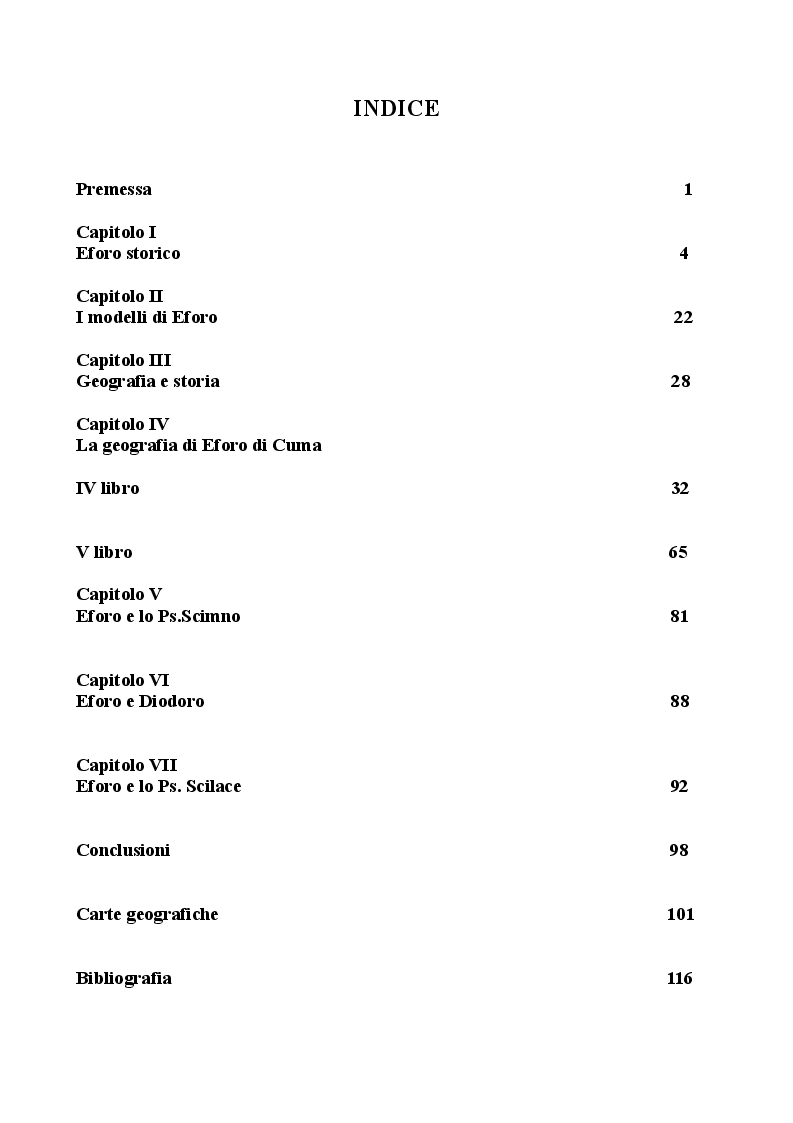 Indice della tesi: La geografia in Eforo di Cuma, Pagina 1